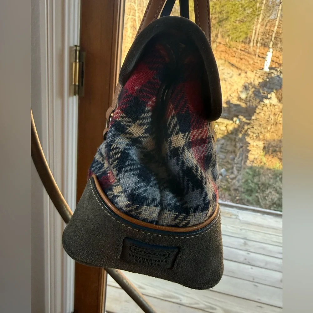 Coach‎ Vintage Plaid Wool Leather Satchel-vintage dust bag included
